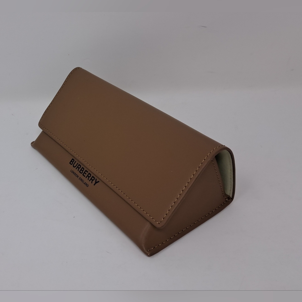 NWOT Burberry Sunglasses Case XL Brown Leather Authentic 7" x 2.5" x 3.5" - Picture 4 of 14